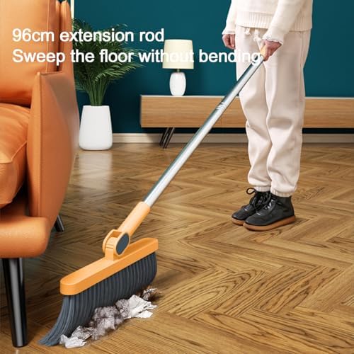 Broom with Dustpan Combo Set, 180° Rotating 37" Long Handle Broom and Dust Pan - Image 4