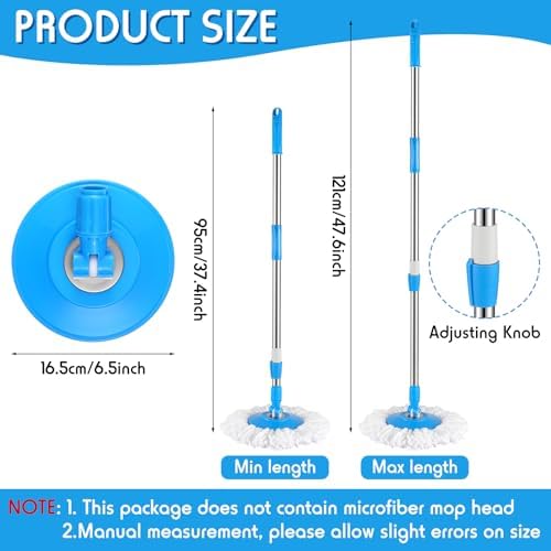 Rtteri Spin Mop Replacement Handle, 360 Rotating Telescopic Pole, Cute Blue - Image 2