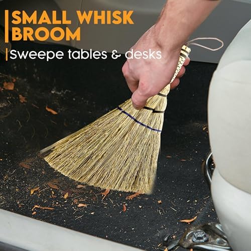 Handmade Whisk Broom, 12-Inch Stiff Sorghum, Bamboo Handle - Image 5