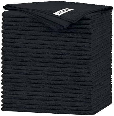 FIXSMITH Black Microfiber Cleaning Cloth -Pack of 24, Highly Absorbent Cleaning by FIXSMITH