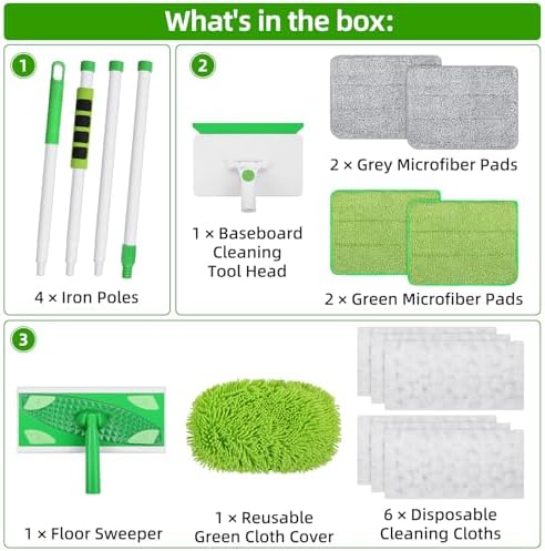 Baseboard Cleaner Tool with Handle, Extendable Long Handle Baseboard Floor - Image 2