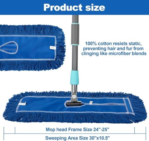 iDeaology - 24-Inch Washable Dust Mop Heads – Full Cloth, Extra Durable - Image 2