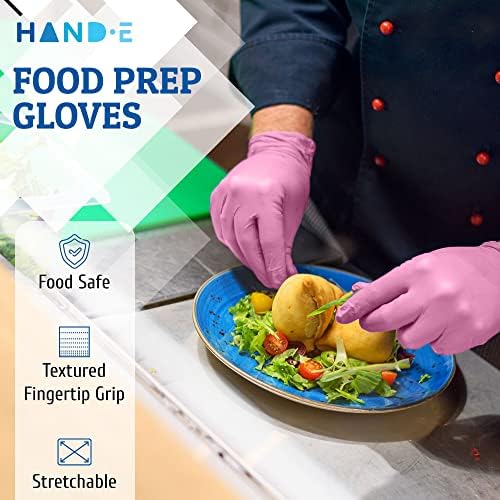 Hand-E Touch Pink Nitrile Disposable Gloves - Image 2