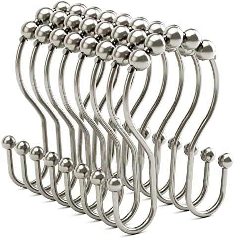 Shower Curtain Hooks Brushed Nickel Shower Curtain Rings Rust Proof, Bathway by Bathway