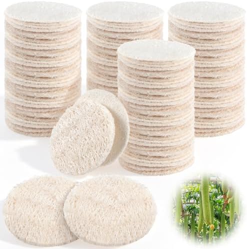 150 Pcs Natural Loofah Exfoliating Pads 2.36" by Bokon