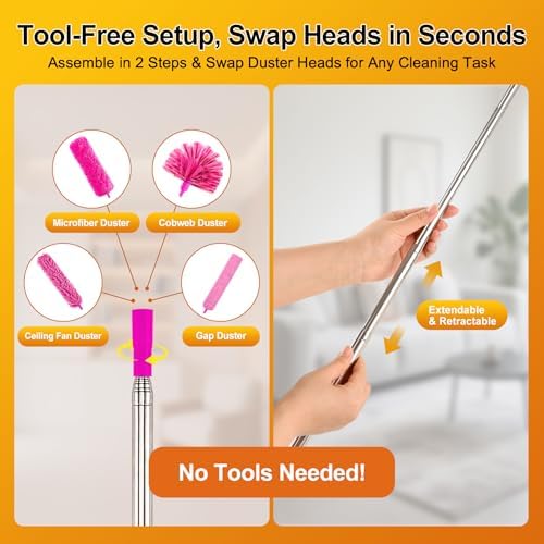 Tiumso 5-in-1 Duster with Extension Pole 100 inch Extendable Dusters - Image 6