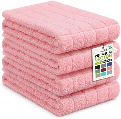 Kitinjoy Premium Cotton Check Kitchen Towels 4 Pack by Kitinjoy