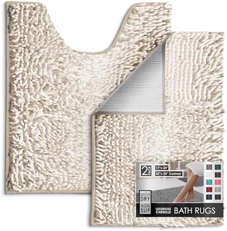 Hearth & Harbor Bathroom Rugs, Chenille Bath Mat by HearthHarbor