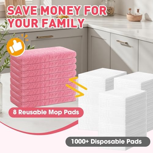 8Pcs Pink Reusable Mop Pads, Microfiber Mop Pads Compatible - Image 5