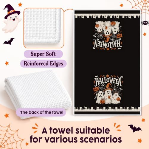 Ghost Pumpkin Halloween Kitchen Towels Set of 2 - Image 3