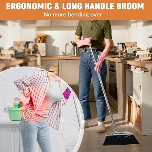 VOOWO Broom with Dustpan Combo Set, Heavy Duty Dust Pan with Long Handle - Image 5