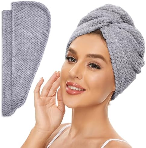 SimpleField 2 Pack Microfiber Hair Towel Wrap by SimpleField