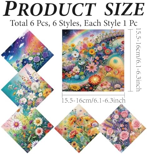 CREATCABIN 6 Pcs Floral Microfiber Glasses Cleaning Cloth Reusable Thicken - Image 2
