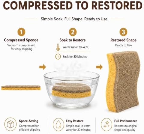 12 PCS Natural Sponges Kitchen, Dish Sponges - Image 5