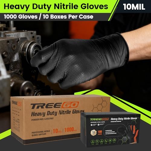 TREEGO Black 10 Mil Diamond Grip Nitrile Gloves Case - Image 2