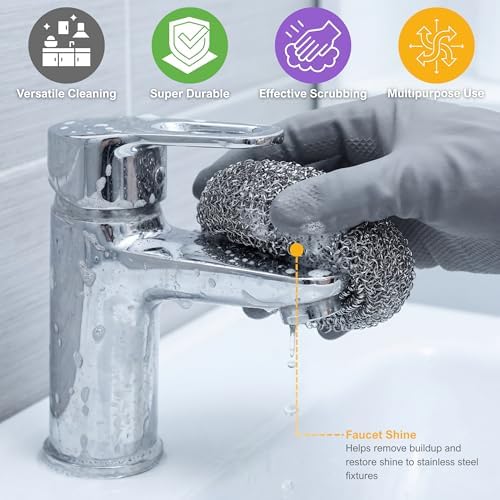 PAMI Heavy Duty Stainless Steel Sponge Scrubbers, Non-Scratch - Image 5