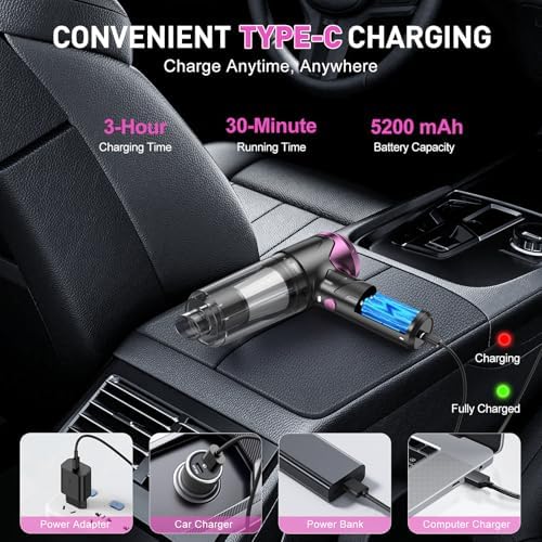 KMM Handheld Car Vacuum Cleaner, Hand Held Vacuum & Air Duster - Image 3