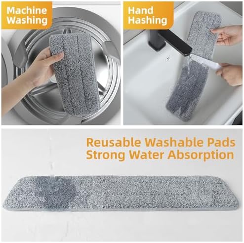 Flat Microfiber Mop for Floor Cleaning, 18 inch Aluminum Base, Adjustable - Image 6