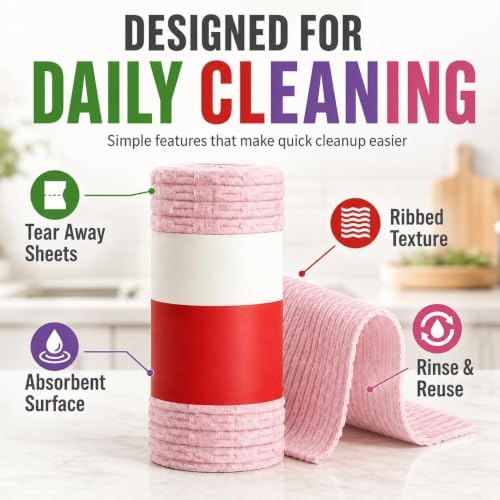 Multipurpose Reusable Tear Off Cleaning Cloth Roll Plush Microfiber Towels - Image 4