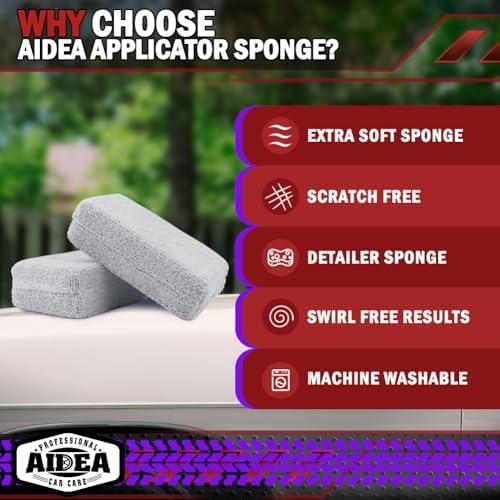 AIDEA Microfiber Applicator Pad-8 Pack, Car Wash Sponge - Image 3