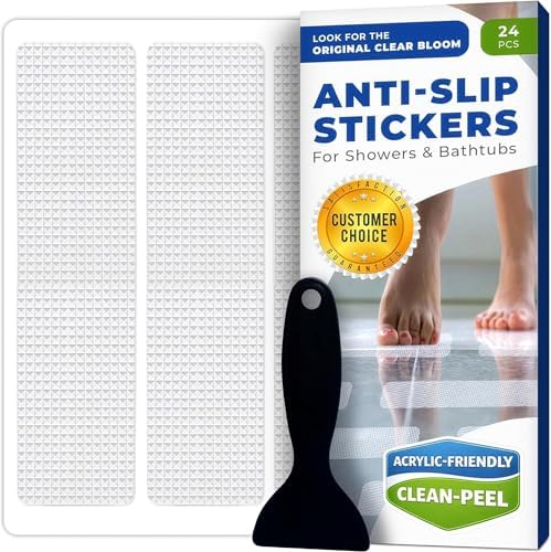Clear Bloom Anti-Slip Shower Stickers, Non-Slip Bathtub Floor Grip, 24 Pack by ClearBloom