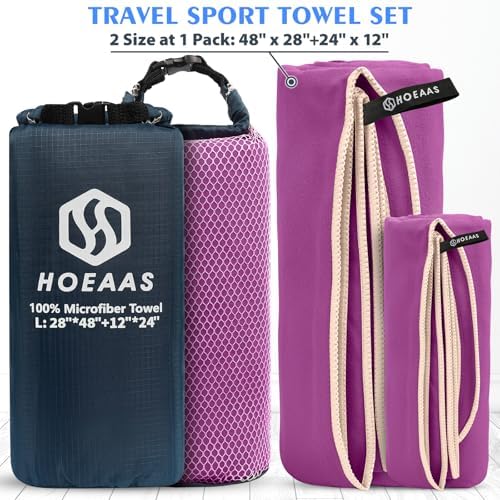 HOEAAS 2 Pack Microfiber Camping Towels, Quick Dry Towel, Super Absorbent Ultra - Image 2