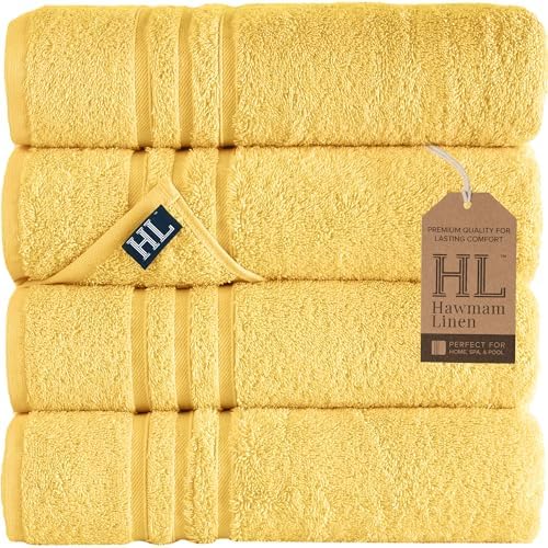 Hawmam Bath Linen Towels Large, Turkish Cotton, 4 Pack by HawmamLinen