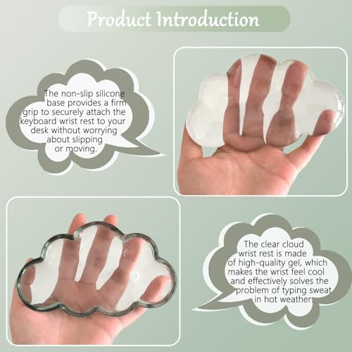 Gel Cloud Wrist Rest for Keyboard and Mouse Gradient Green Clear Keyboard Wrist - Image 4