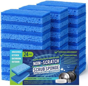 Metflavor Kitchen Sponges, Dual-Sided Non-Scratch Scrub Sponge by Metflavor