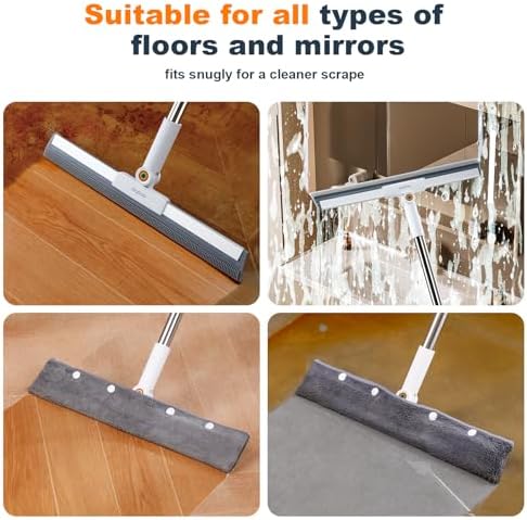 Rubber Squeegee Broom for Floor, Upgrade 62" Long Handle Window Squeegee - Image 2