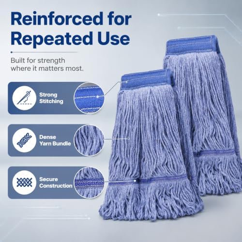 12 Pack Mop Head Replacement, Cleaning Heavy Duty Mop Head Commercial - Image 3