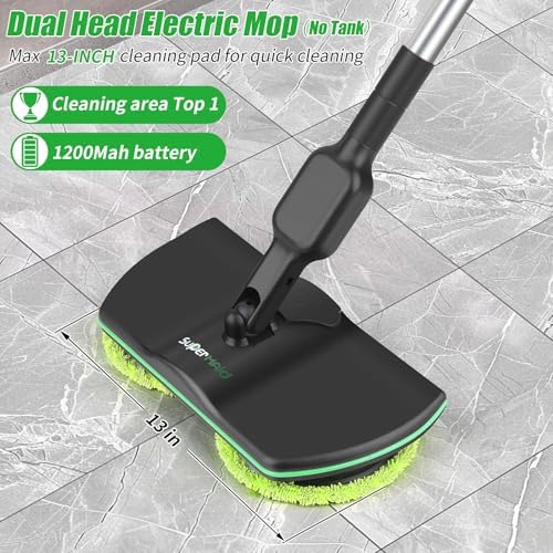 Upgraded Electric Spin Mop, 13-Inch Max Cleaning Pad Cordless Electric Mop - Image 2