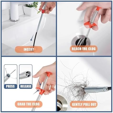 118" Drain Snake Hair Remover Tool, Flexible Clog Remover - Image 4
