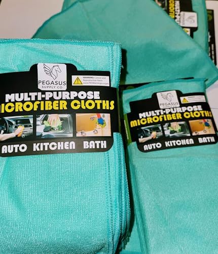 Multi-Purpose Microfiber Cleaning Cloths, 12x12 Inch, 10 Pack, by PegasusSupplyCo