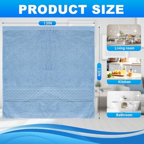 6 Pack Washcloths, 100% Cotton Wash Cloths, 13x13 Inch Multicolor - Image 2