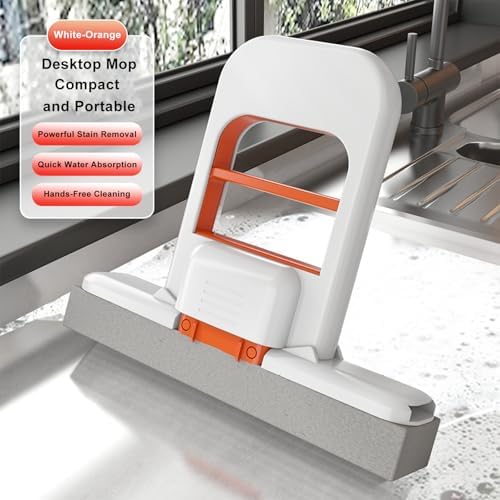 4+6 Self Squeezing Mini Mop, Wet and Dry Use Cleaning System, Foldable Desktop - Image 2