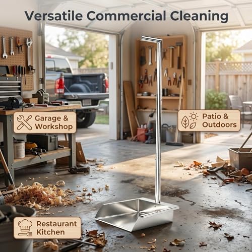 35in Heavy Duty Stainless Steel Standing Dust pan - Image 6