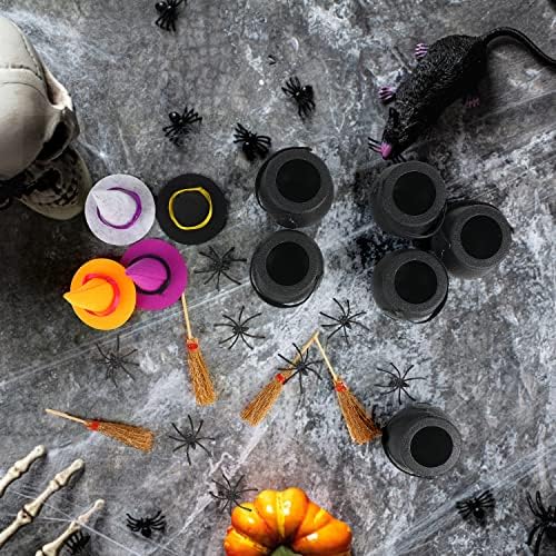 CCINEE 72Pcs Mini Black Cauldron Kettles Witch Hats Brooms - Image 5