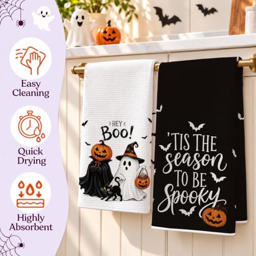 Ghost Cat Halloween Kitchen Towels Set of 2 - Image 5