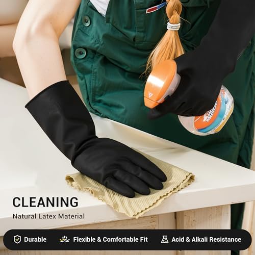 ThxToms Dishwashing Rubber Gloves, Reusable Latex, 3 Pairs - Image 5