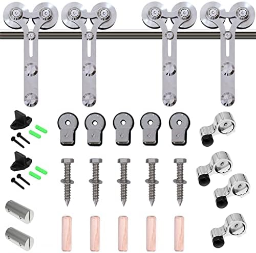 TSMST 7.5FT Sliding Barn Door Hardware Kit, Top Mount Stainless Steel Heavy - Image 6