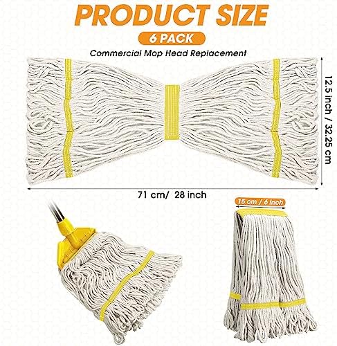 Eccliy 6 Pack Mop Heads Replacement 18 Oz Loop End - Image 2