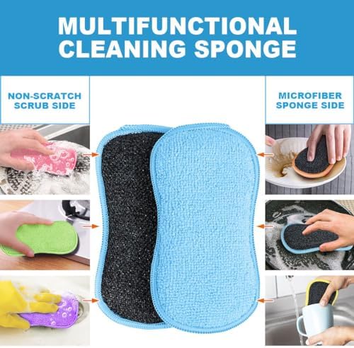 HOMEXCEL Dish Sponge 6 Pack, Microfiber Kitchen Sponges - Image 3
