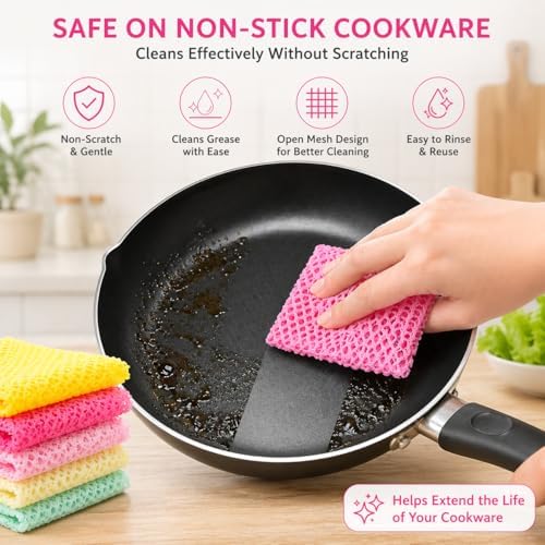 OliviaTree 10 Pack Dish Washing Net Cloths, Quick Dry Mesh Net Scourer Pads - Image 3