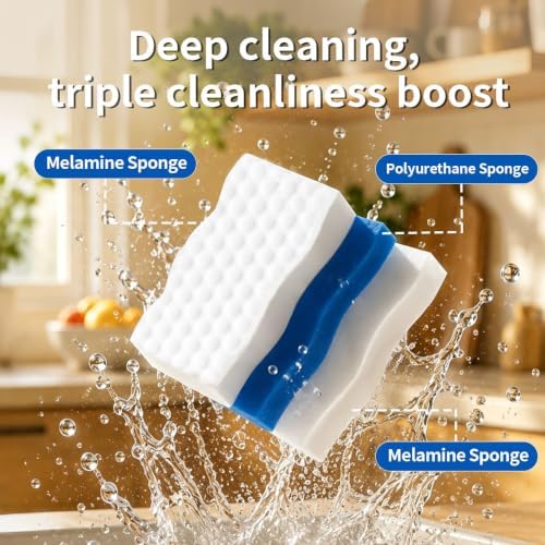 50 Pack Magic Eraser Sponge Pads, Extra Thick Melamine Sponges - Image 5