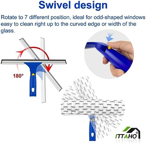 Window Squeegee with Extension Pole, Separate 12" Squeegee & 11" Microfiber - Image 2