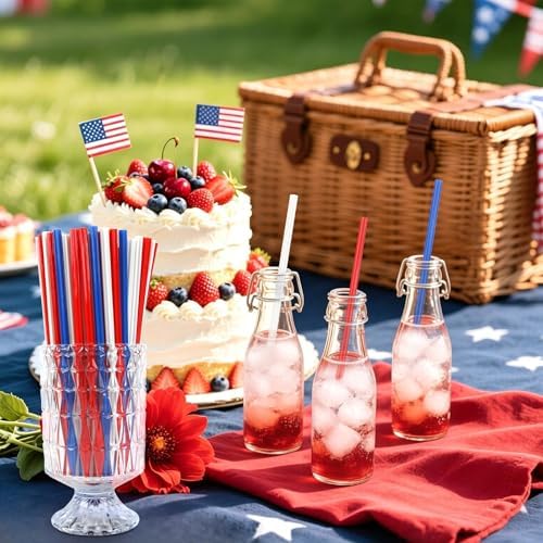 JANYUN 30 Pieces Patriotic Plastic Straws - Image 5