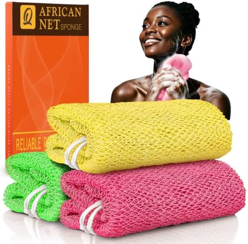 UJFQBH African Net Sponge Authentic 3 Pack, the Gentle Exfoliating Body by BuyNow