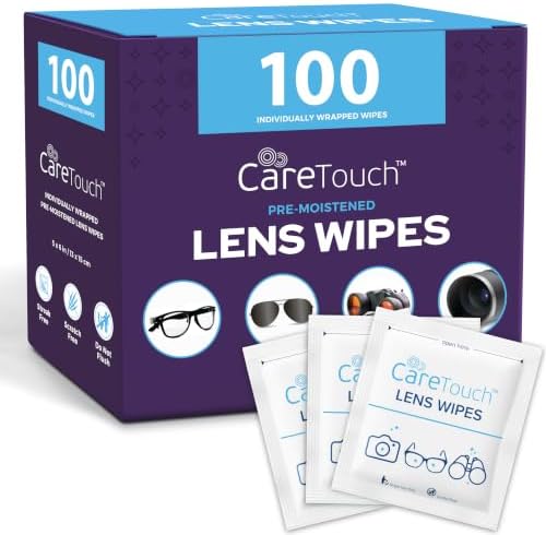 Care Touch Lens Wipes for Eyeglasses- 100 Count Individually Wrapped Pre- by CareTouch