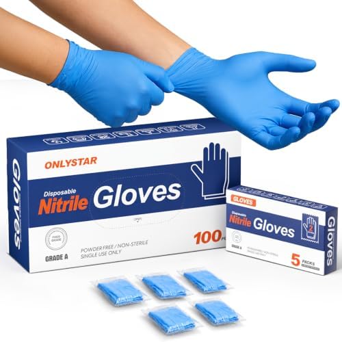 5 Mil Disposable Nitrile Gloves Large by ONLYSTAR